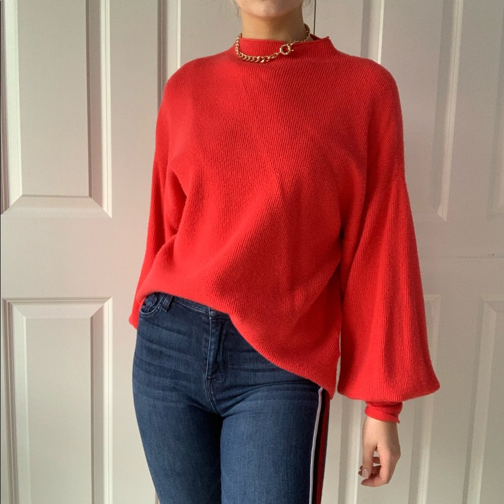 Oversized red high neck sweater